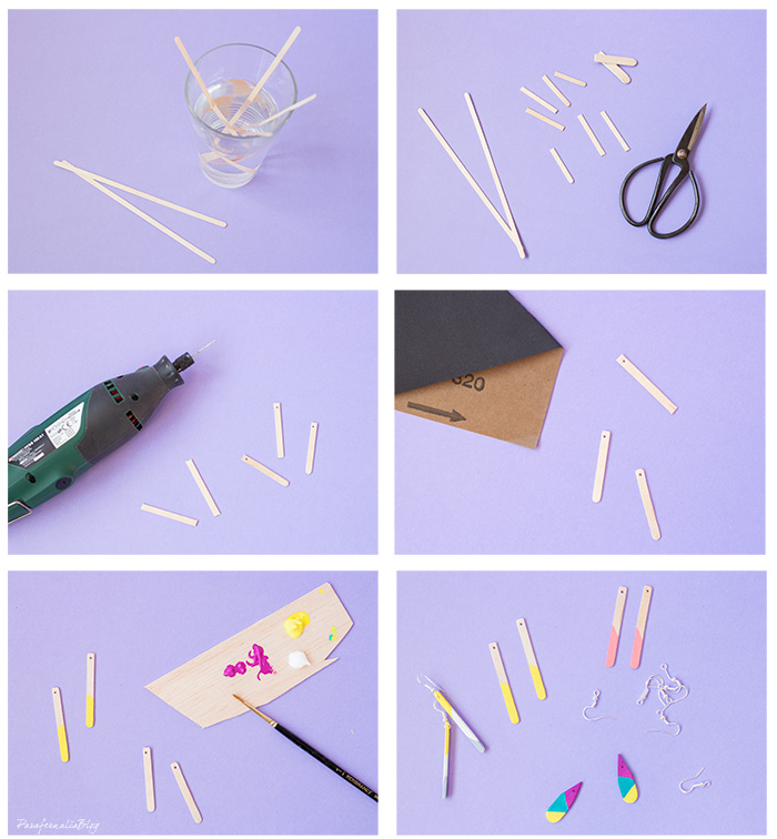 DIY pendientes geométricos con palitos