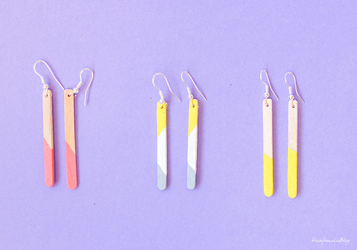 DIY pendientes geométricos con palitos